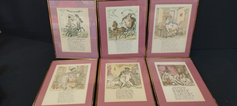 Lot 268: Six Framed 1799 Erotic Etching Prints by Thomas...