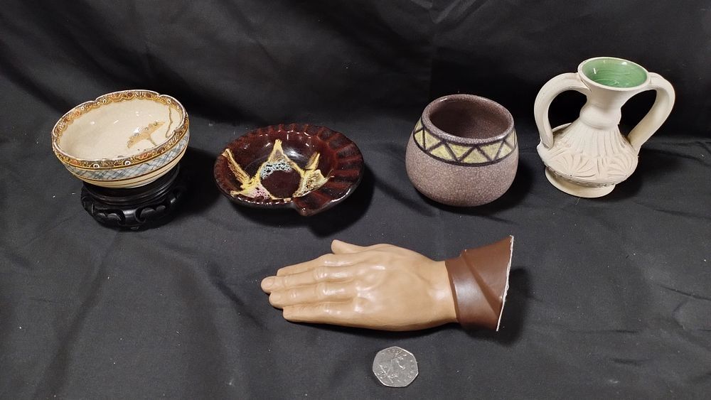 Lot 338: Various items of pottery including, Poole, cloisonne, West...