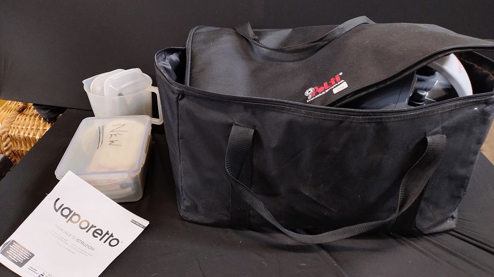 Lot 356: Polti vaporetto steam cleaner and accessories in carry...