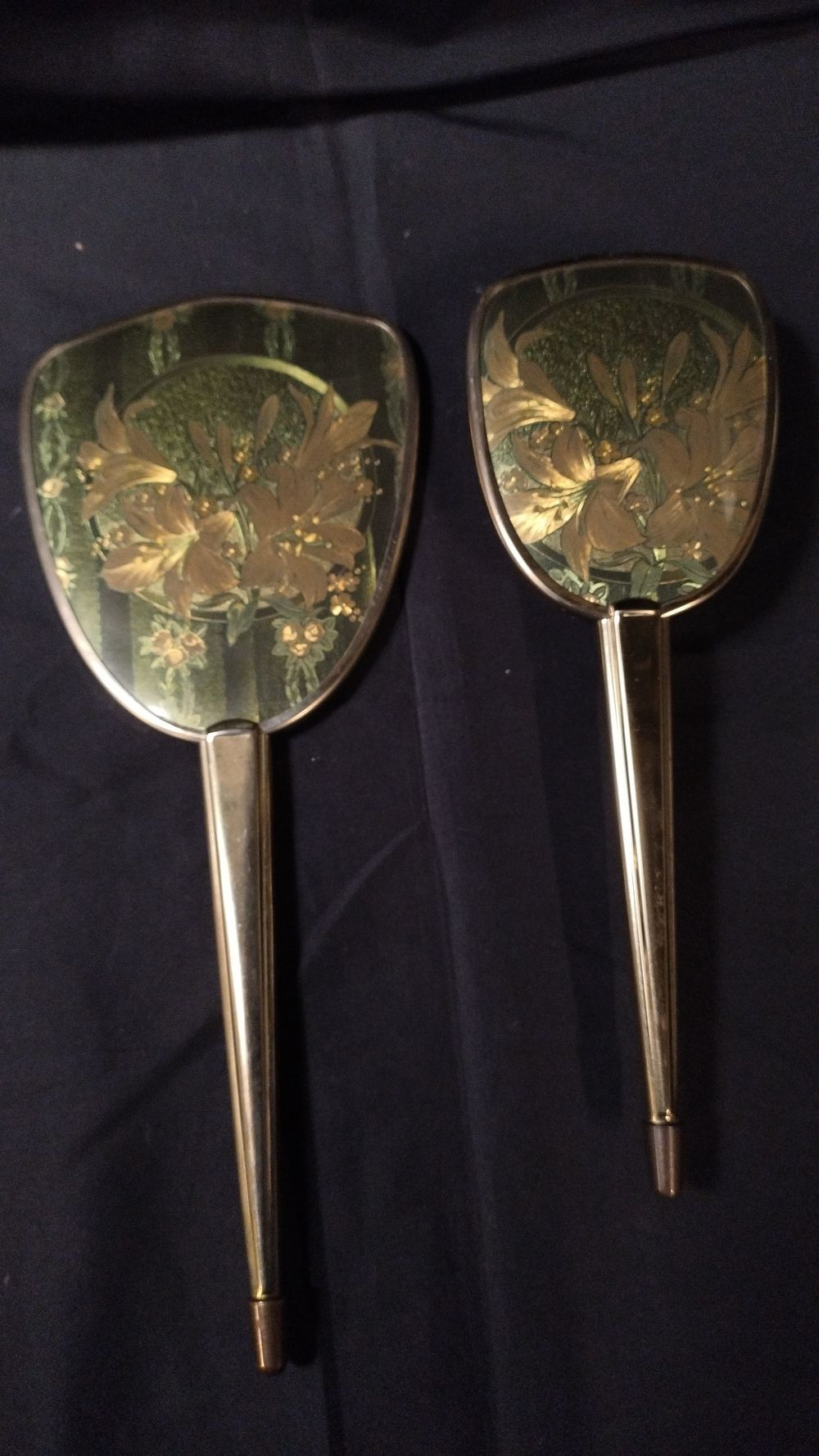 Lot 433: Vintage Vanity brush and mirror, with floral design...