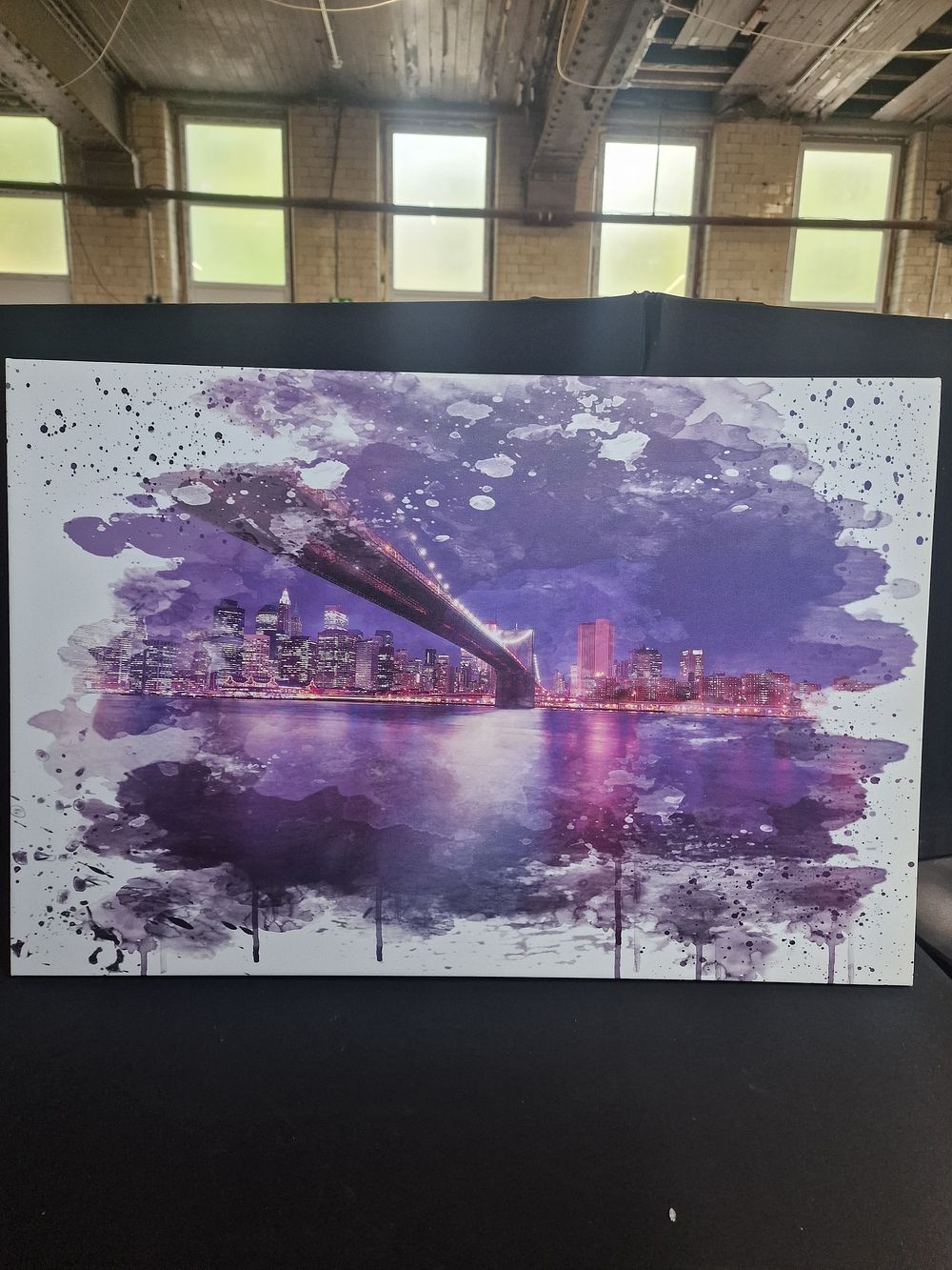 Lot 446: Brand New Canvas Picture of The Brooklyn Bridge...