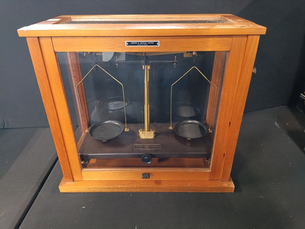 Lot 475: Griffin & George Ltd wooden cased laboratory scales,...