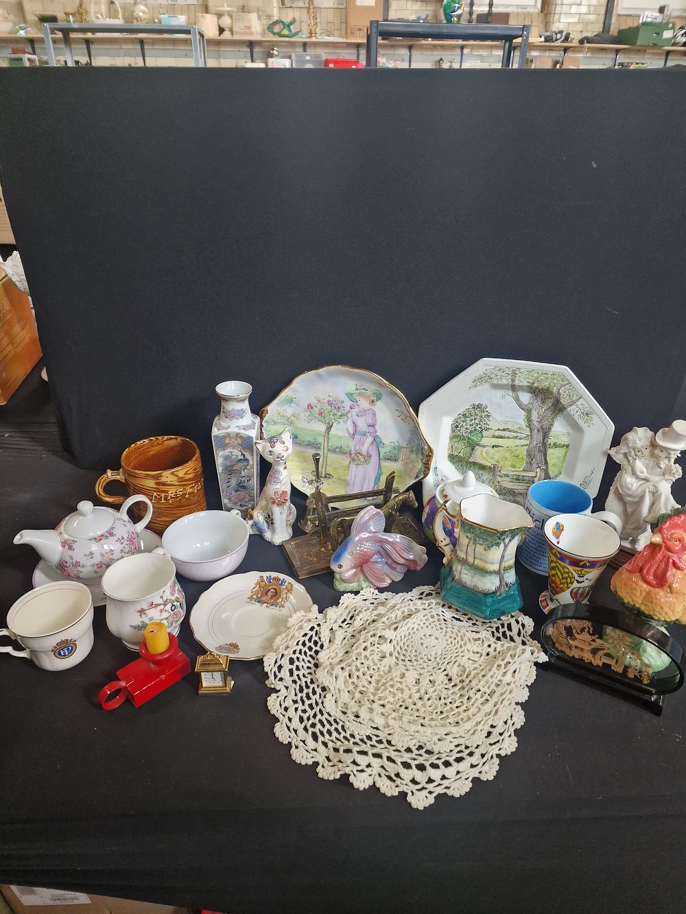 Lot 57: Selection of Vintage Collectable Items Inc Teapots, Tableware and Brass ware