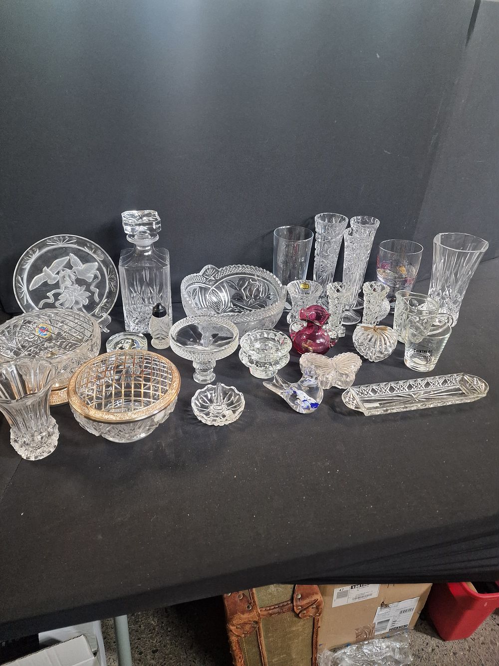 Lot 59: Selection of Vintage Collectable Glass Ware Inc Crystal & Cranberry Glass