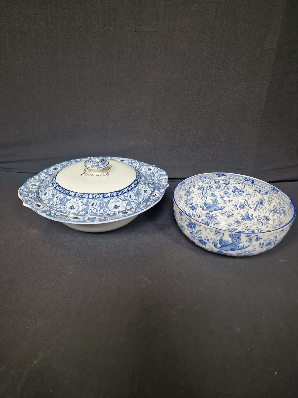 Lot 124: Vintage Rosary Falcona Ware Blue and White Ironstone...