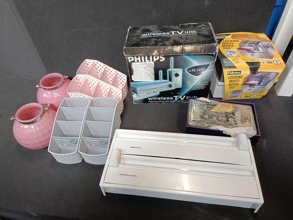 Lot 148: Selection of homeware items including a wireless TV...