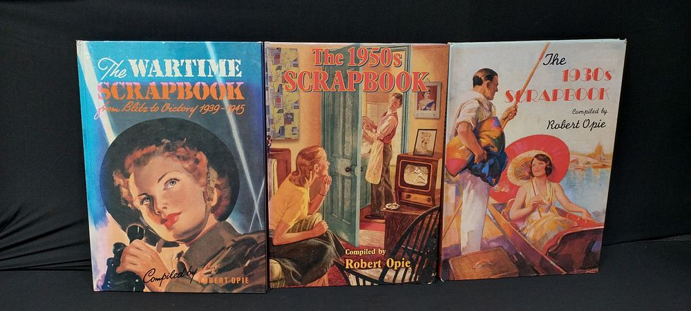 Lot 153: 3 vintage scrapbooks, the wartime scrapbook 1939-1945, the...