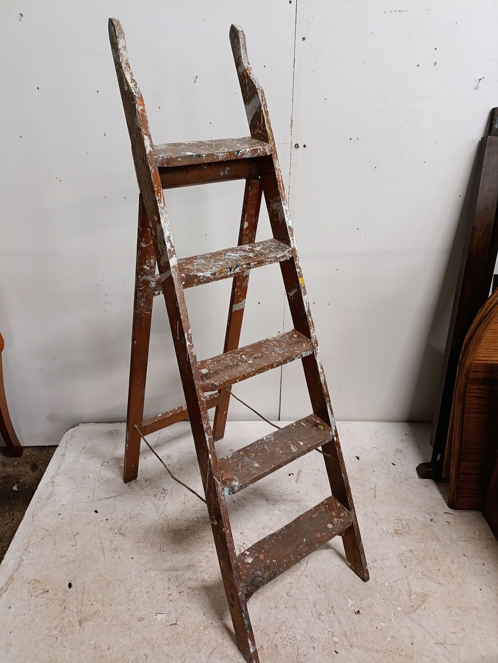 Lot 185: Wooden foldable ladders
