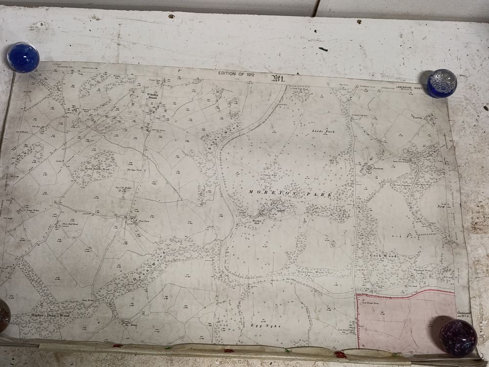 Lot 186: Multiple large ordanance survey maps with deeds including...
