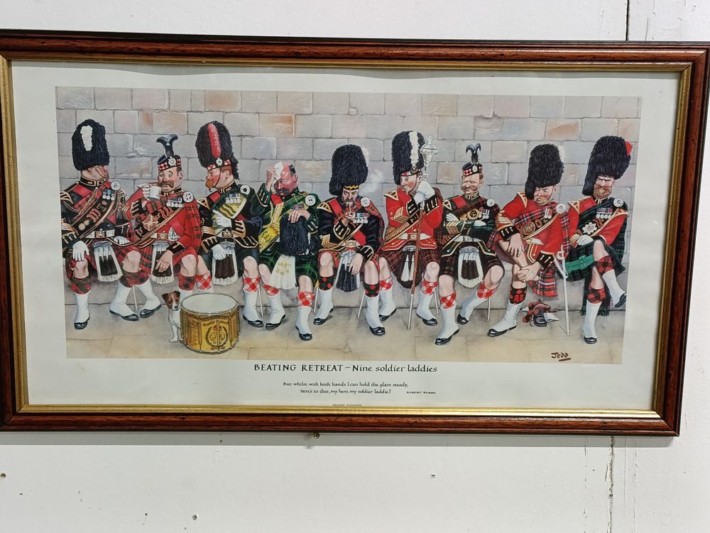 Lot 189: Framed Jedd print of Nine Soldier Laddies beating...
