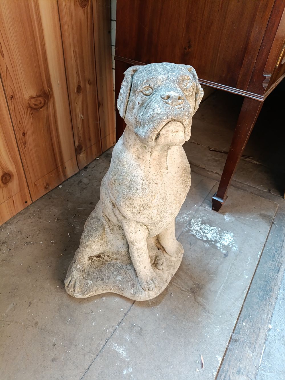 Lot 199: Large vintage garden stone statue of a dog,...