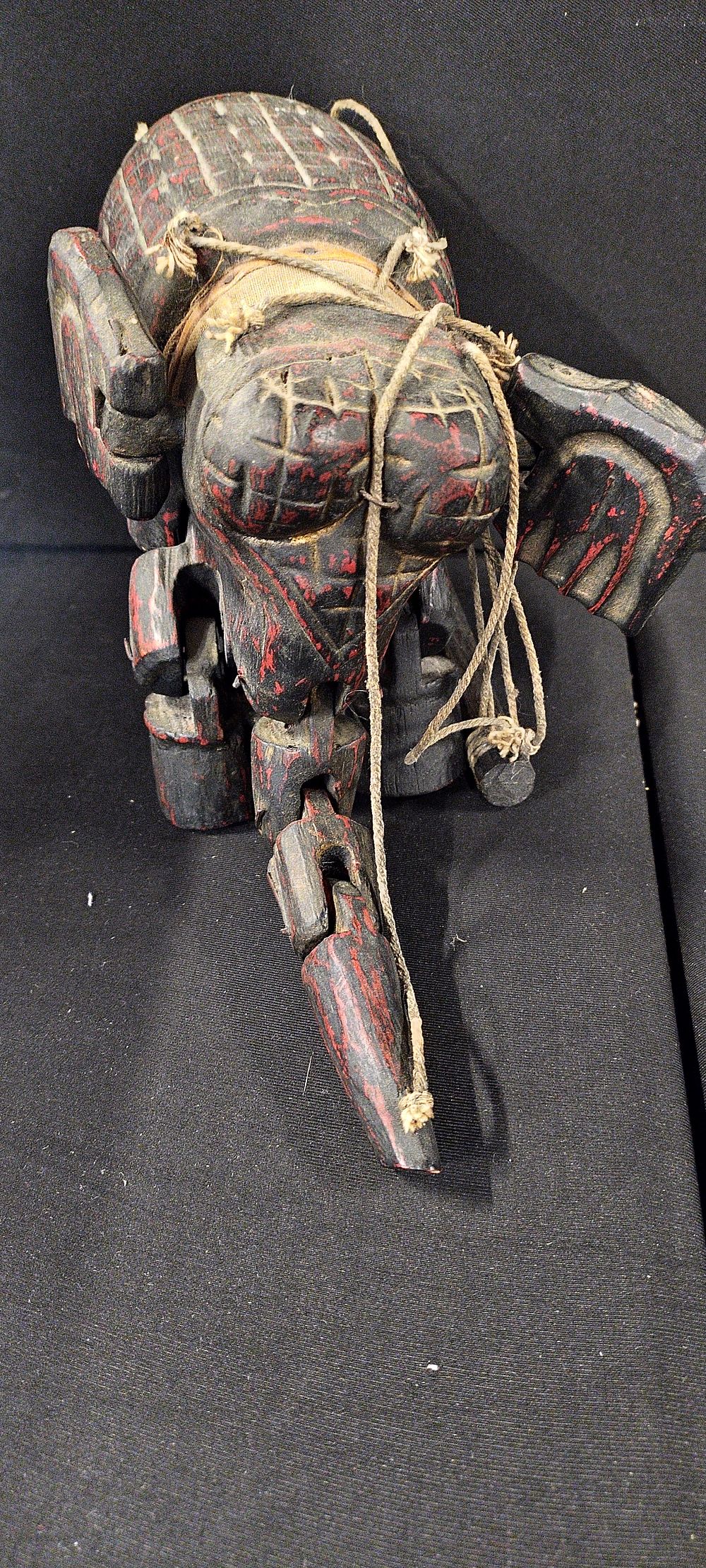 Lot 277: Antique Wood carved marionette elephant puppet measures approx...