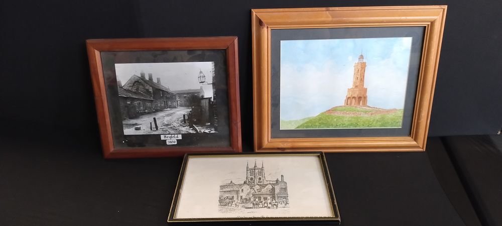 Lot 291: Three framed pictures of Darwen measures approx H...