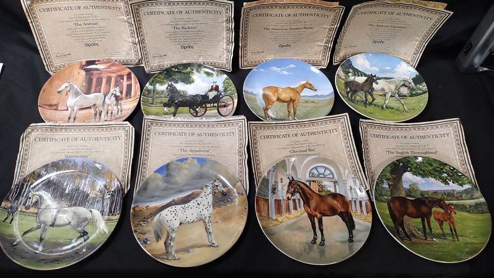 Lot 318: 8 Spode horse collectors plates