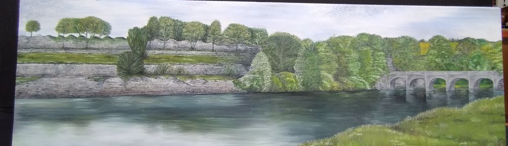 Lot 336:  2 x Long canvases 1 x painting of...