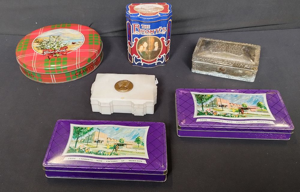 Lot 361: 6 x various tins, including Cadbury's chocolate tins,...