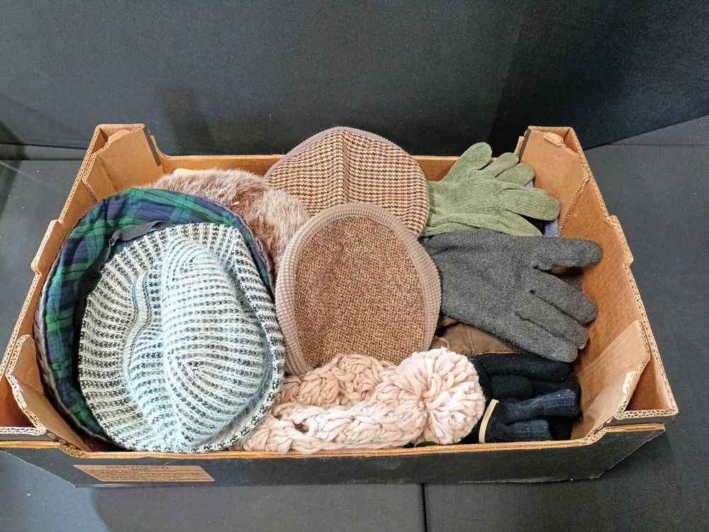 Lot 355: Assortment of Ladies and Gents hats and gloves