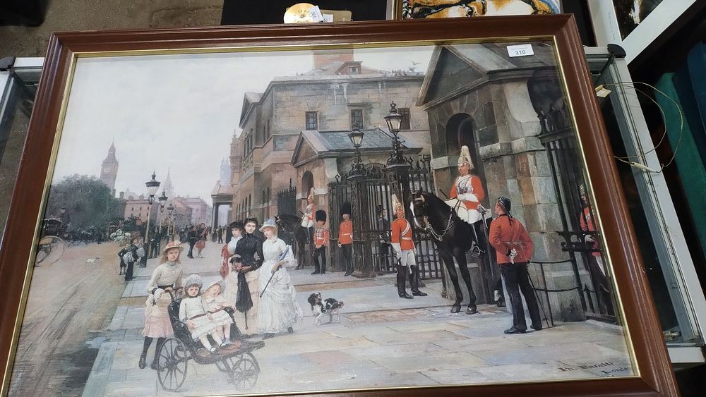 Lot 366: Dark wooden framed print of "View of Whitechapel"...