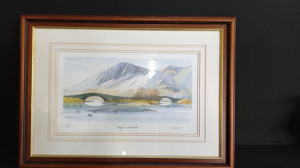 Lot 370: Framed print of Grange in Barrowdale, numbered 577/750