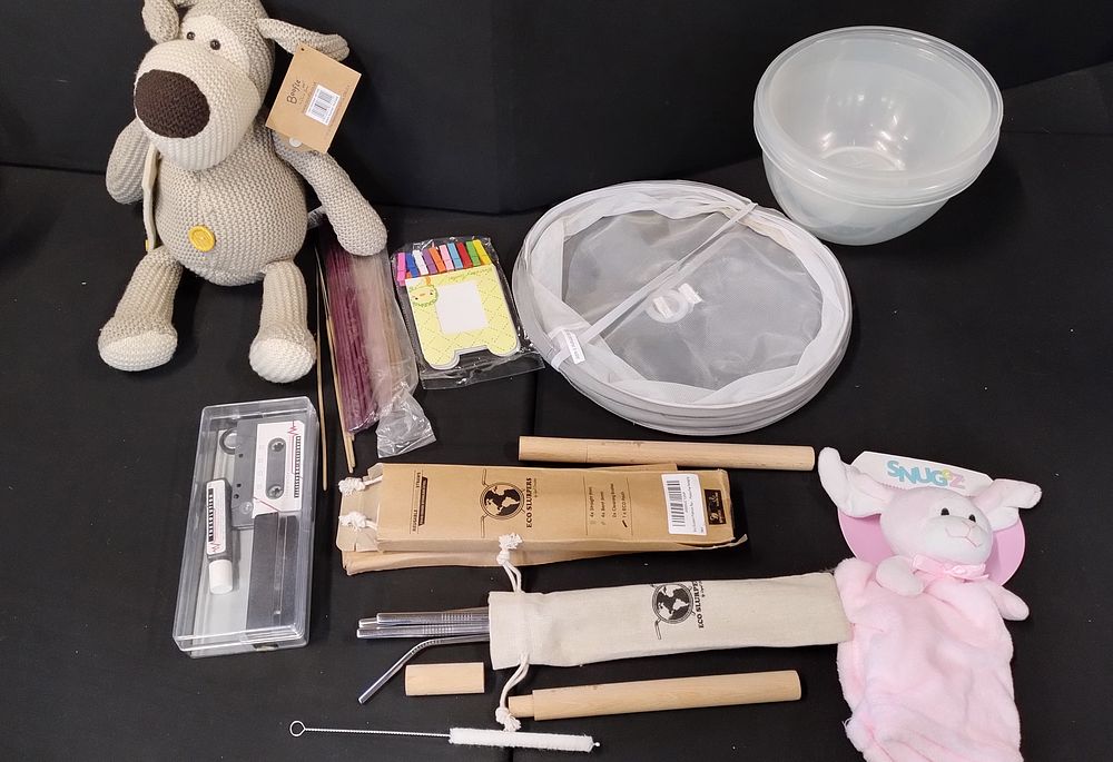 Lot 383: Mixed items including kitchen, teddy, and other items 
