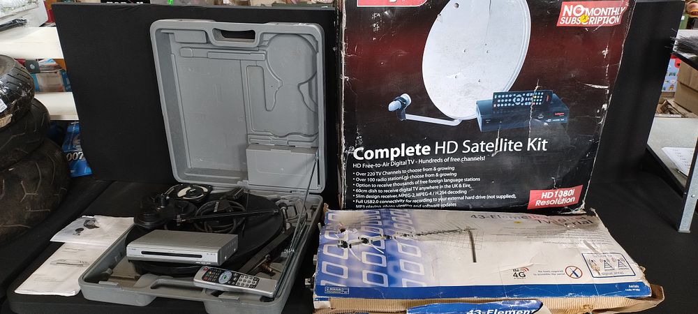 Lot 110: Portable satellite dish and receiver, Labgear complete HD...