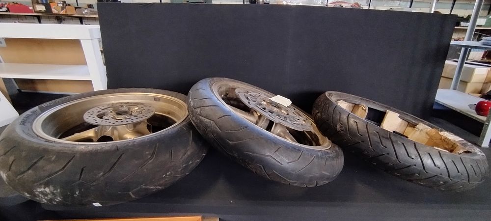 Lot 145: 3 x wheels and tyre for a Suzuki...