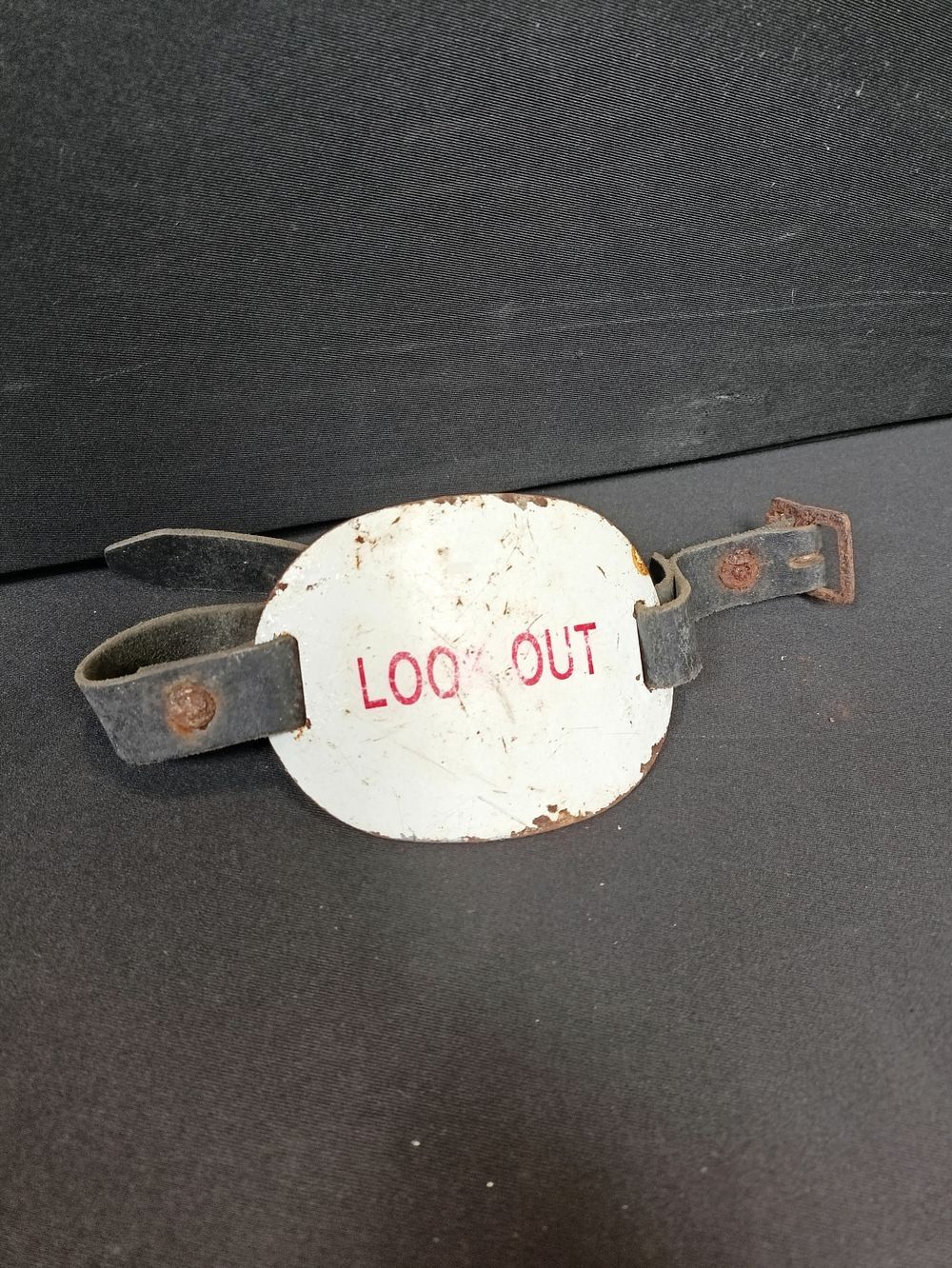Lot 283: Vintage British Rail enameled metal and leather Look...