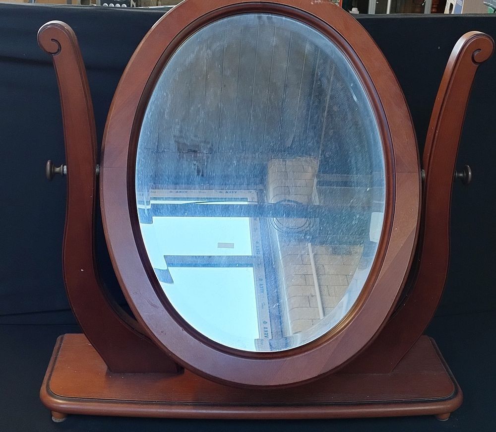 Lot 351: Oval Wooden Solid Dressing Table Top, Freestanding Swing...