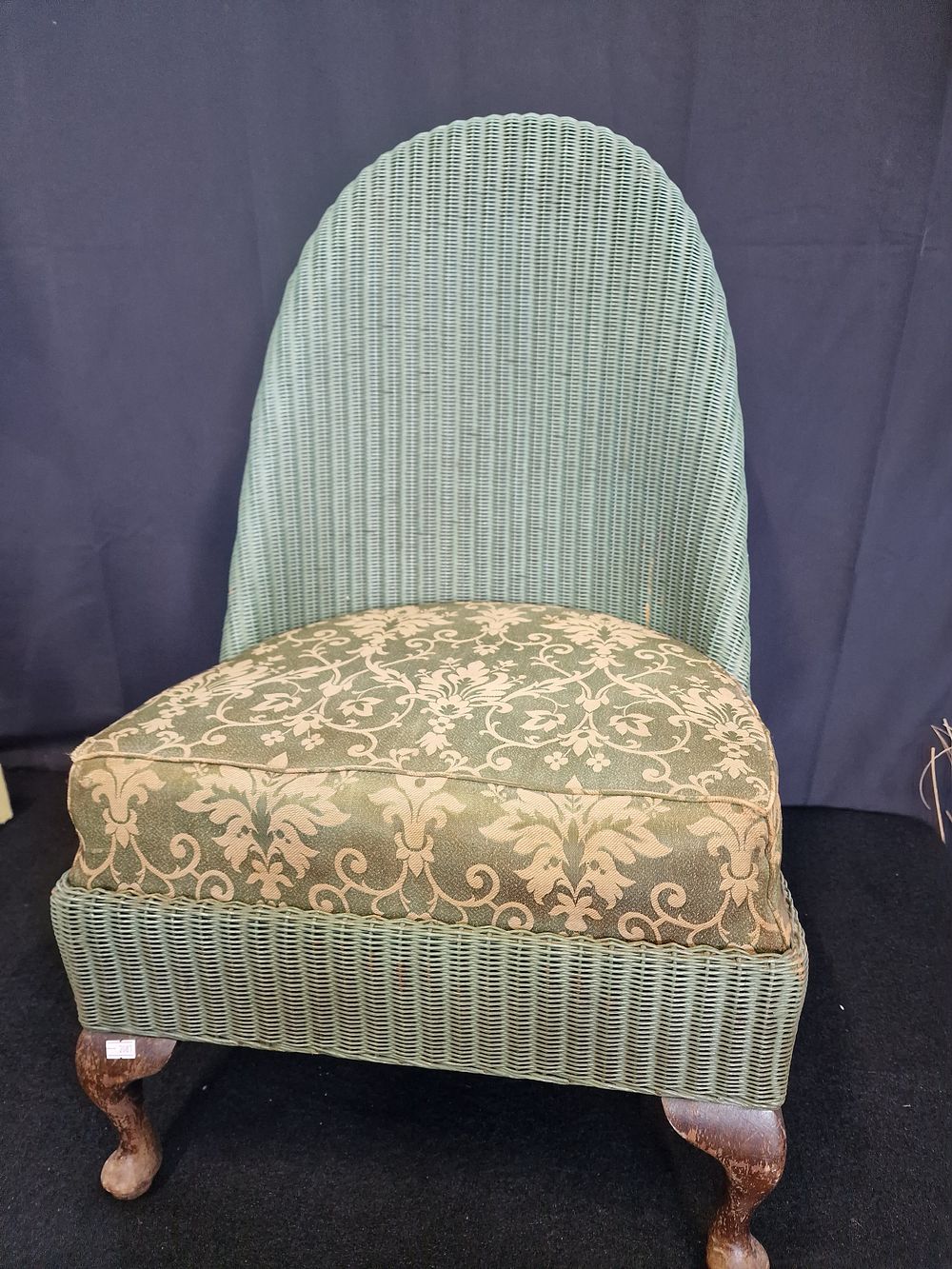 Lot 261: Lloyd loom style sewing chair. With caine high...
