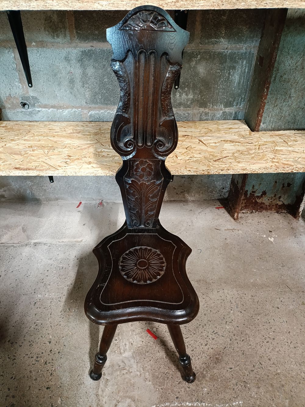 Lot 263: Victorian hand carved oak spinning wheel chair
