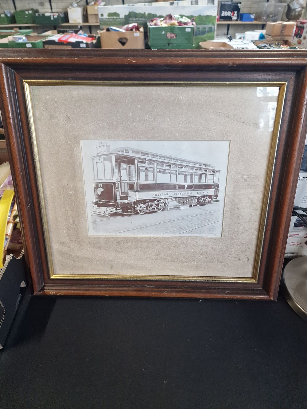 Lot 438: Vintage Framed Photograph of Preston Corporation Tramways Car...