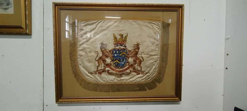 Lot 93: Gilt Framed silk printed standard of the Preston...