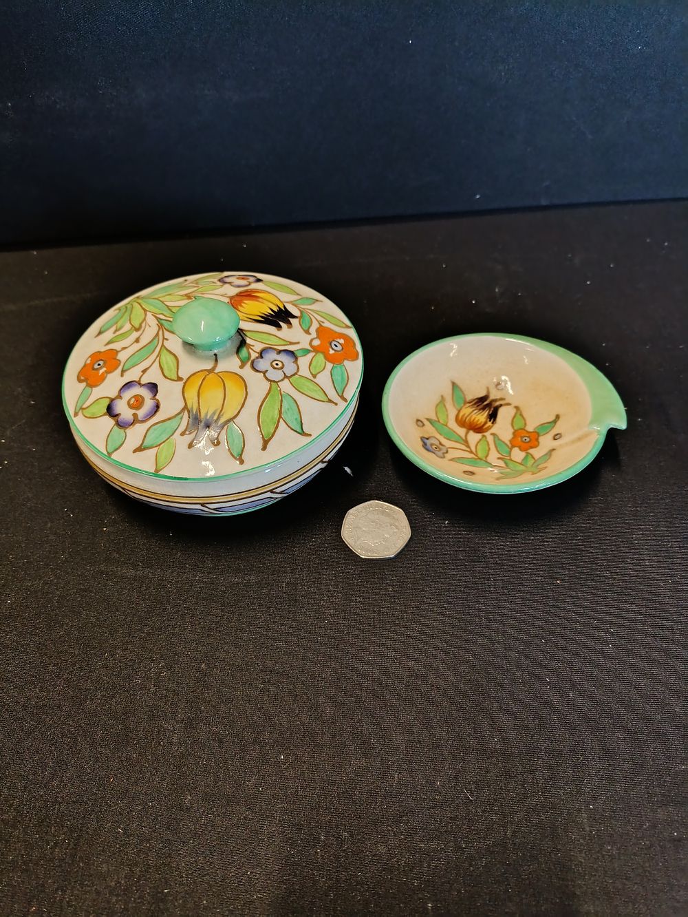 Lot 96: Two pieces of Bursley Ware Charlotte Rhead pottery,...