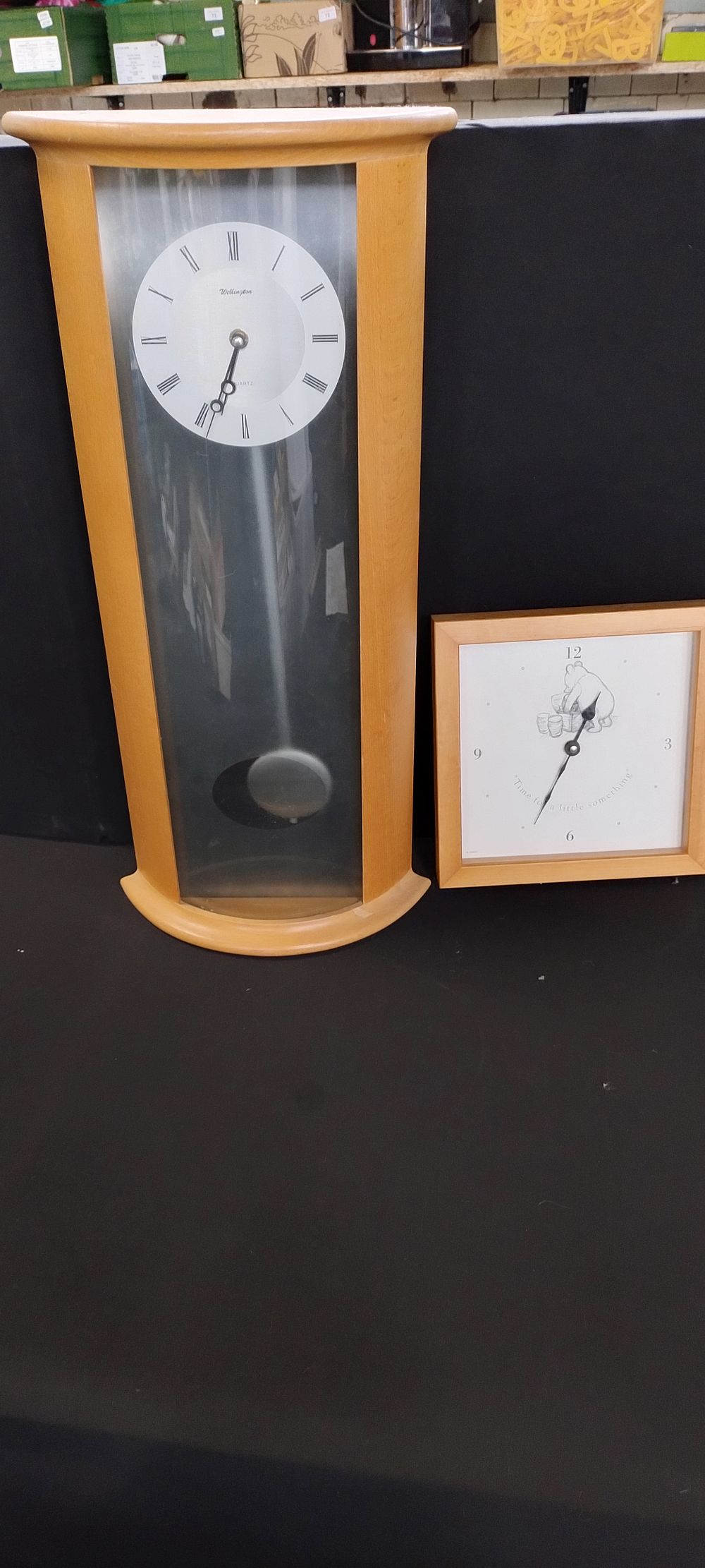 Lot 152: Two wall clocks. One whinney the pooh measures...