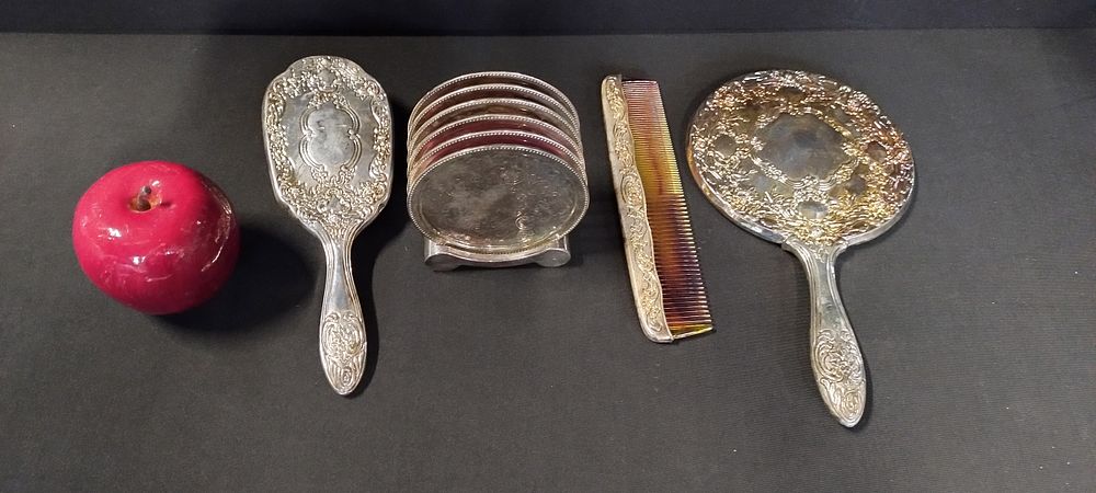 Lot 205: Silver plated dressing table set, brush, comb and...