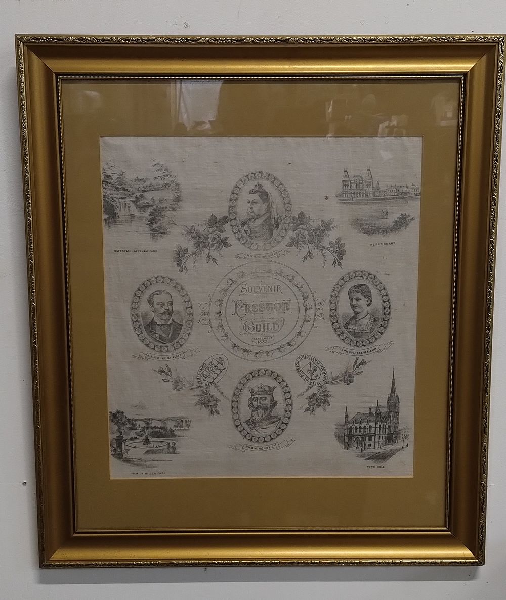 Lot 220: Gilt framed Souvenir of Preston Guild September 1882....