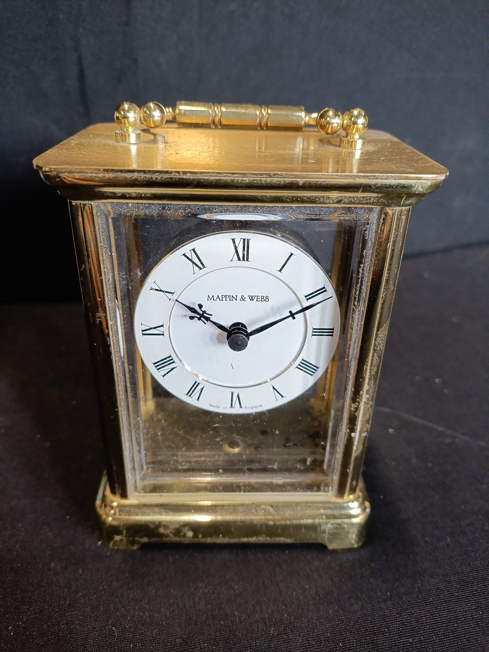 Lot 241: Mappin & Webb Brass Quartz Clock approximately 12cm...