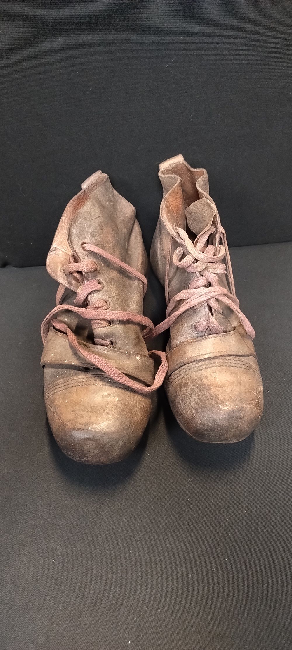 Lot 272: Pair of Vintage leather football boots with metal...