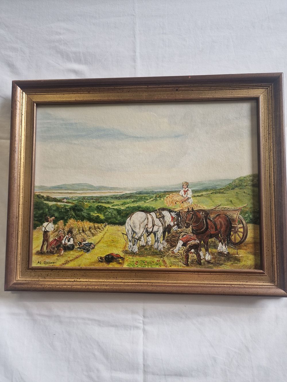 Lot 289: Oil on board farming, framed picture