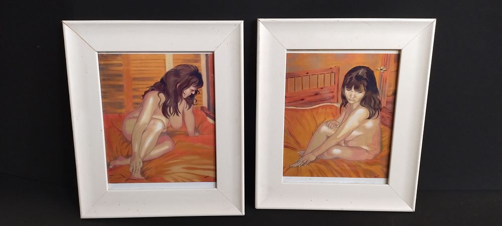 Lot 319: Two framed prints of women in various poses....