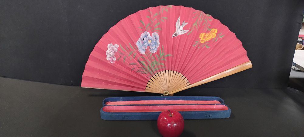 Lot 331: 1930's Japanese hand made fan with bamboo framework,...