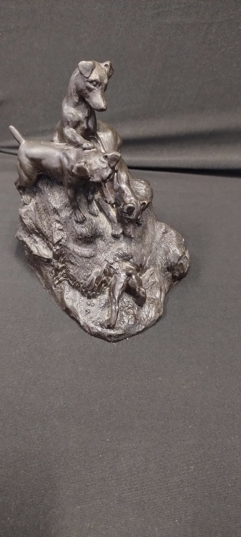 Lot 364: Signed J.L.Spouse bronzed sculpture of 4 terriers on...