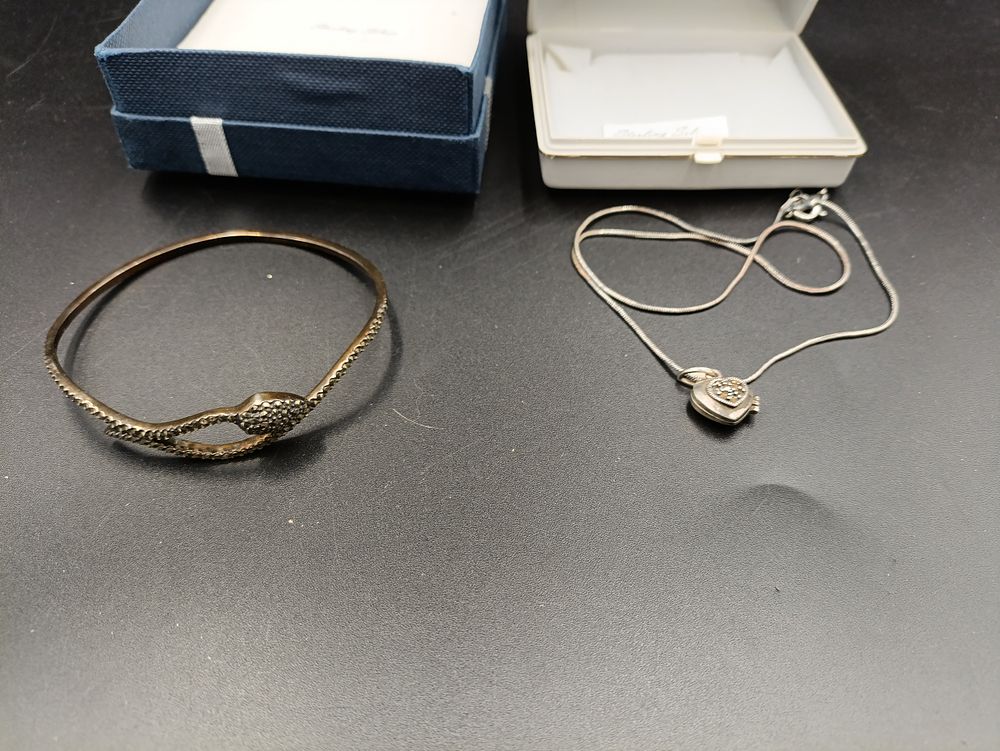 Lot 19: Vintage sterling silver locket necklace and a vintage...