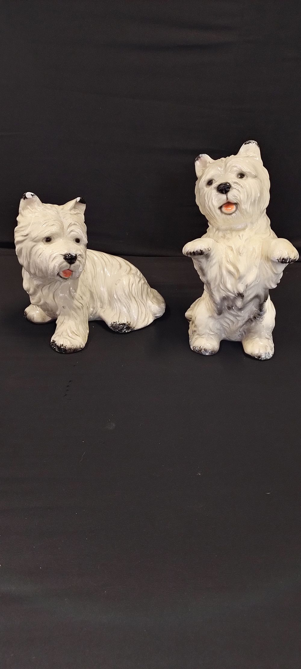 Lot 413: Two vintage white chalk ware West Highland Terriers