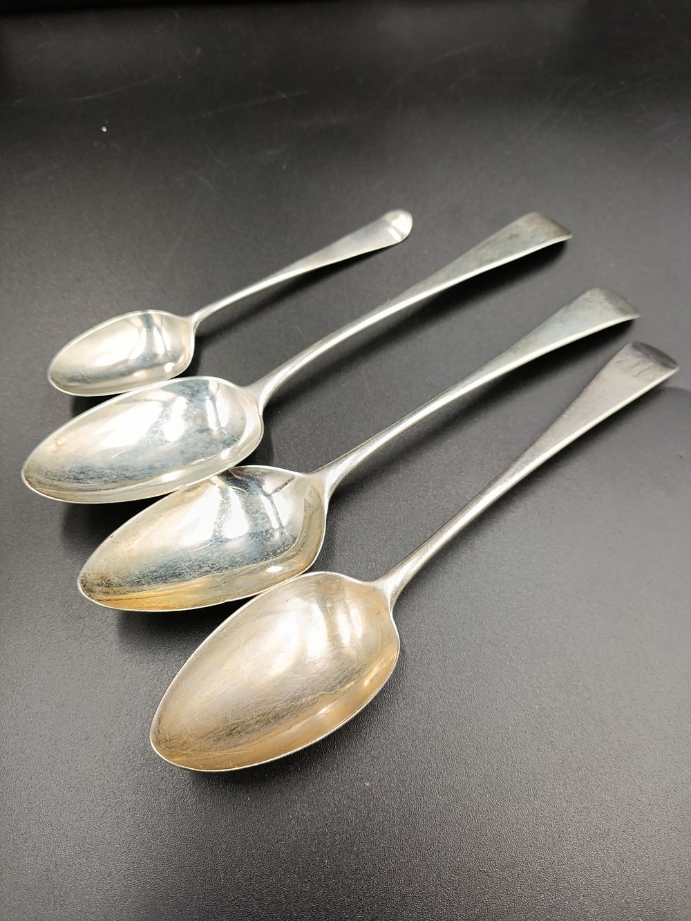 Lot 435: Four antique London Sterling silver fully hallmarked Spoons....
