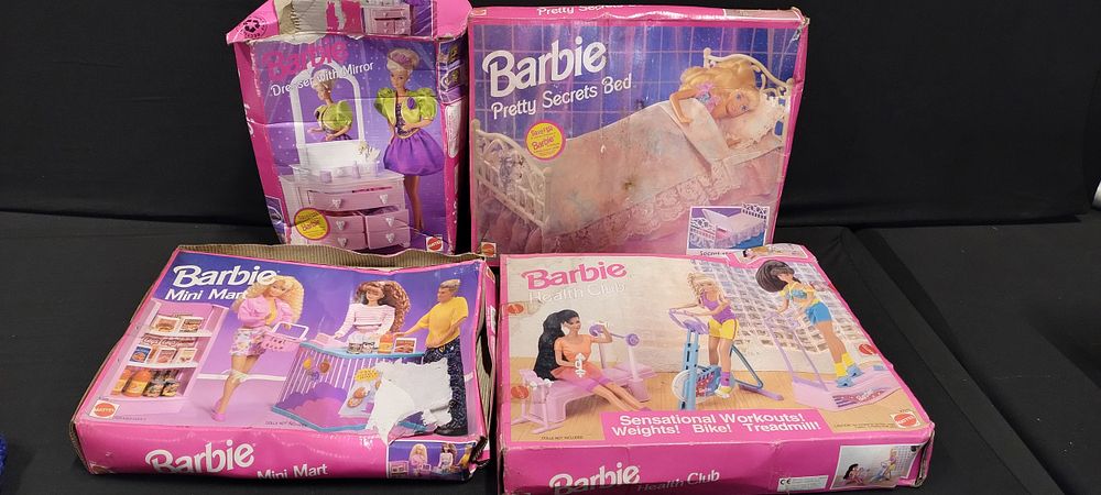 Lot 441: Vintage Barbie sets including Health club, Pretty Secret...