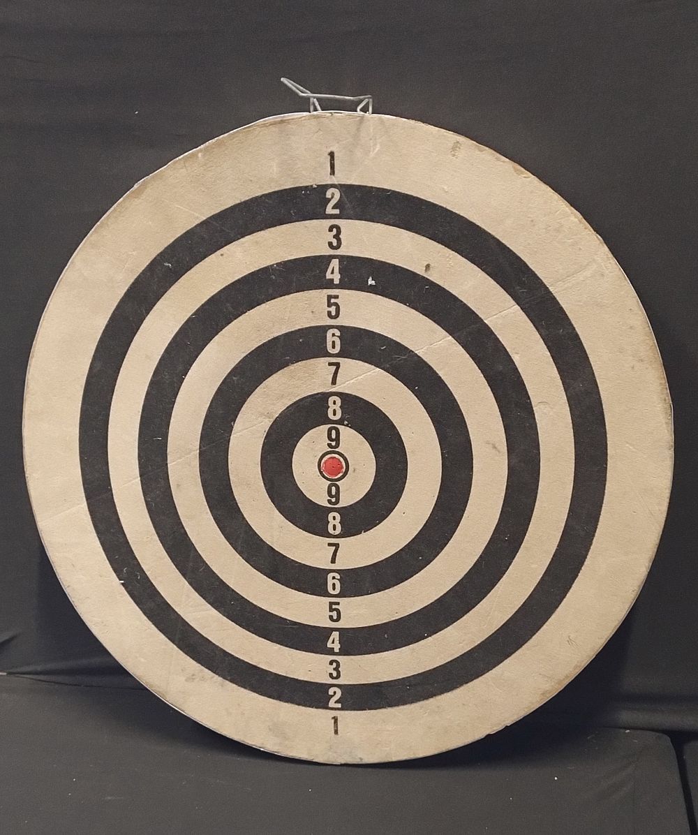 Lot 458: Vintage Double sided white background dartboard with hanger