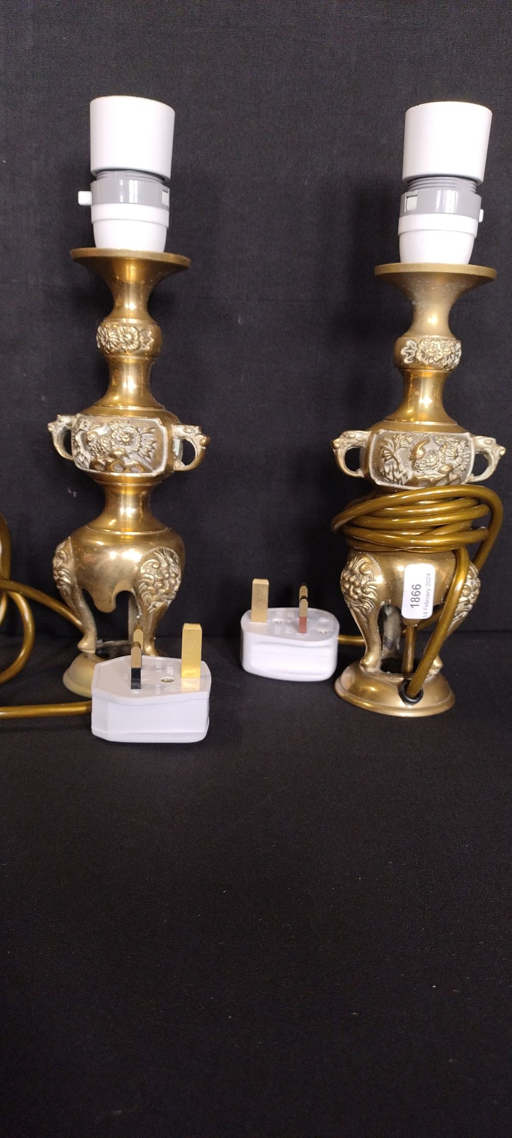 Lot 172: 2 oriental style brass table lamps