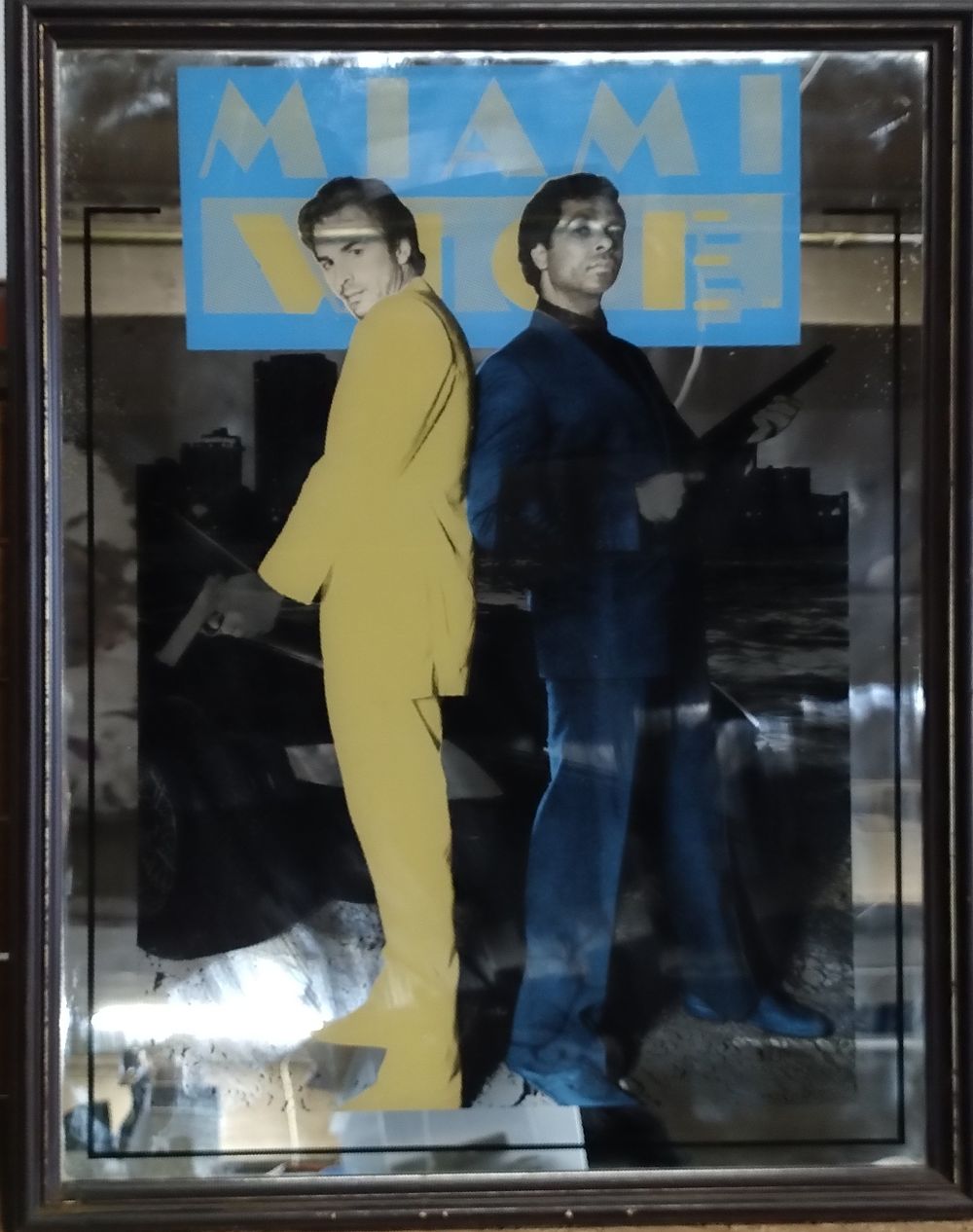 Lot 237: Miami Vice Mirror with Crockett and Tubbs in...