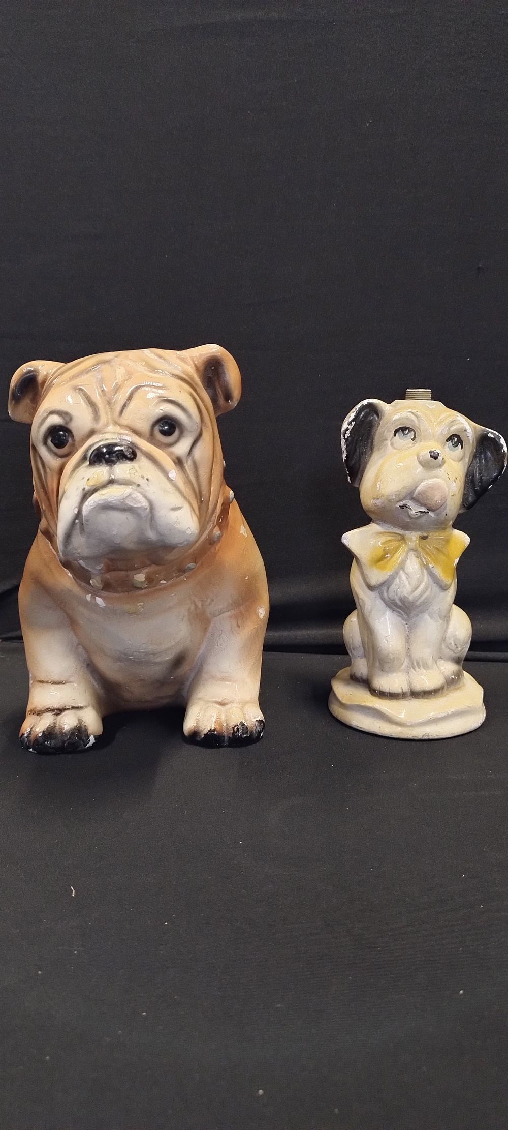 Lot 239: Vintage chalk ware bulldog and a vintage puppy...